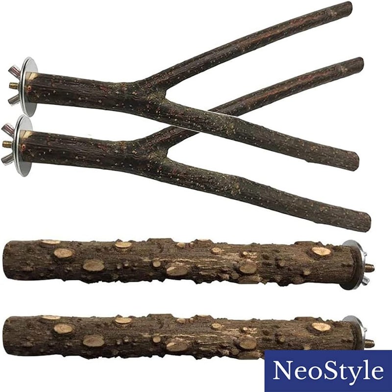 نيو ستايل نيوستايل (NeoStyle) – 5 قطع من أعشاش الخشب الطبيعي للطيور، لعبة دعم الببغاء، إكسسوارات لقفص الطيور، عصا لطحن المخالب، مناسبة للببغاءات الصغيرة، البودجيز، الكوكاتييل، الكونور، وطيور الحب. - Image 2