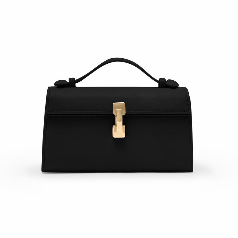 Apryl Clutch Purses for Women - Black Clutch Purse - Small Evening Bag - Trendy Top Handle Purse - Adjustable Crossbody Handbag PU Leather - Black - Image 1