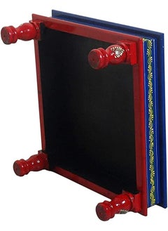 QUESERA Solid Wood Multicolor Square Pooja Chowki Handpainted Chowki for Temple Handcrafted Bajot Puja Stool Handmade Brass Chowki Wooden Handmade Bajot Puja Bajot  - Image 2