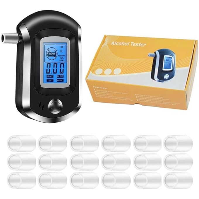 rayihni pergoods Breathalyzer & Alcohol Tester, Alcohol Breathalyzer LCD Display Digital Fast, High Accuracy Alcohol Detector (20 Mouthpieces) - Image 1