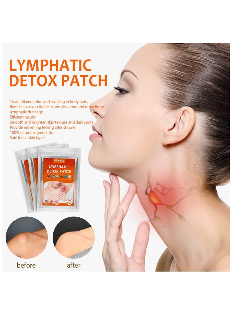 Excefore 10 Pcs Lymph Care Patch, Neck Lymph Node Patch Sticker, Promote Blood Circulation, Pain Relief for Shoulder, Neck, Waist, Back, Hand, Foot, Knee & Joint, Stomach Bloating, Hot Compress Pad - Image 4