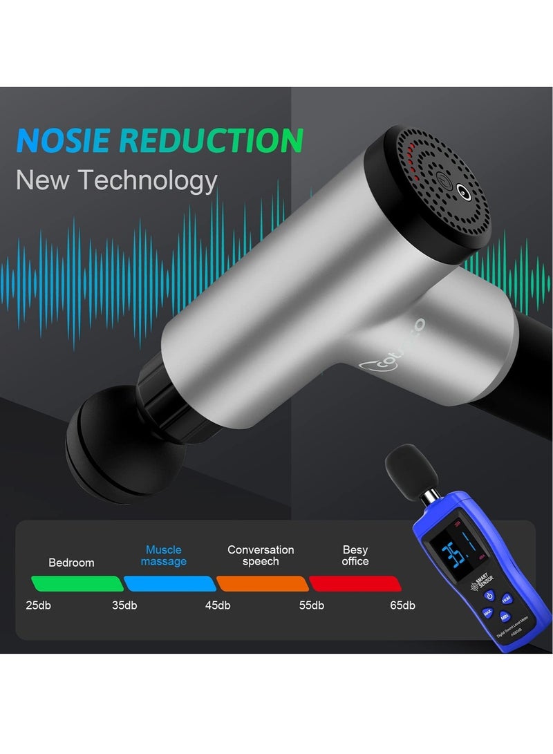 إلترازون Massage Gun Deep Tissue Percussion Back Muscle Massager for Athletes, 6 Speed Super Quiet Handheld Body Relaxation Electric Massage Gun with 4 Massage Heads - Image 4