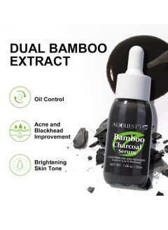 AuQuest Bamboo Charcoal Serum Bamboo Charcoal Serum Control Oil and Detoxify Reduce Acne Blackheads Brightens Skin Improve Oily Skin Issues Bamboo Charcoal Oil Serum Bamboo Charcoal Acne Face Oil 32ml  - Image 2