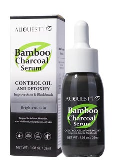 AuQuest Bamboo Charcoal Serum Bamboo Charcoal Serum Control Oil and Detoxify Reduce Acne Blackheads Brightens Skin Improve Oily Skin Issues Bamboo Charcoal Oil Serum Bamboo Charcoal Acne Face Oil 32ml  - Image 1