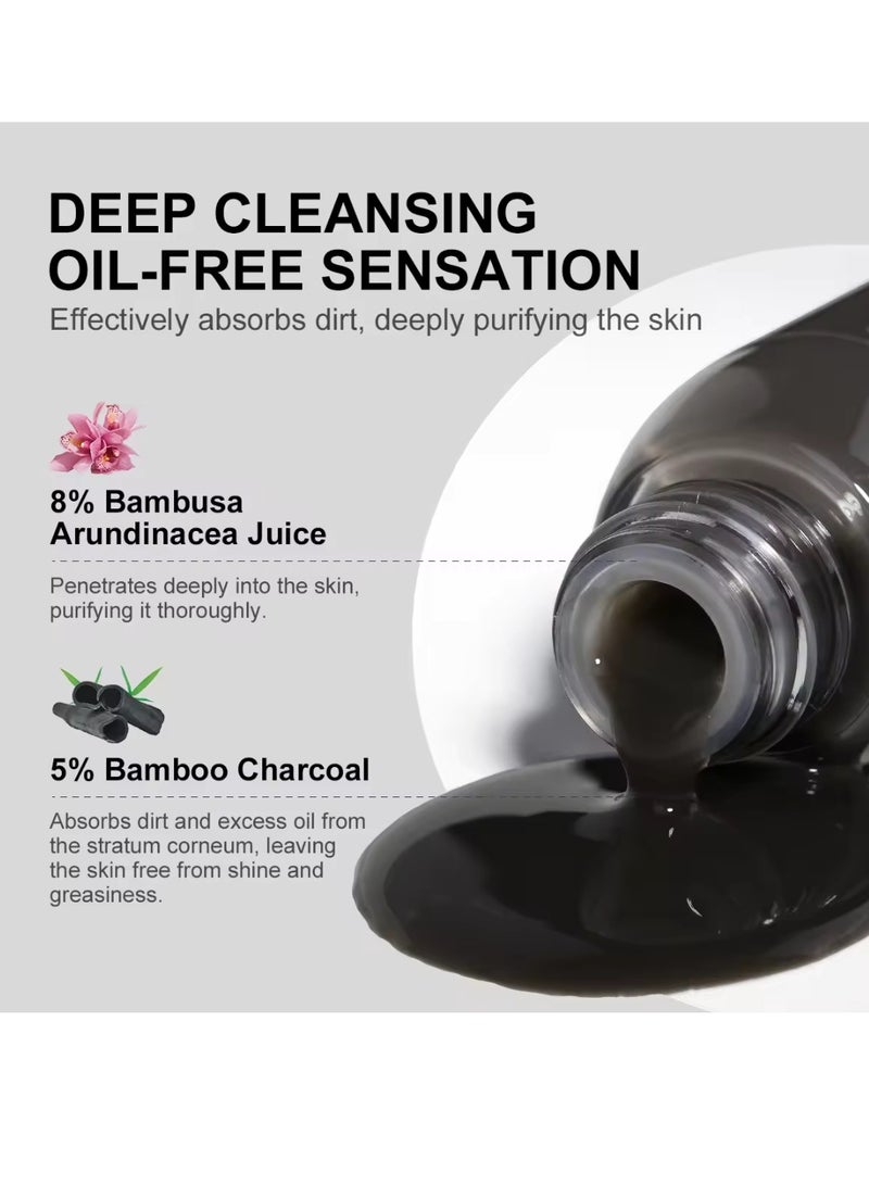 AuQuest Bamboo Charcoal Serum Bamboo Charcoal Serum Control Oil and Detoxify Reduce Acne Blackheads Brightens Skin Improve Oily Skin Issues Bamboo Charcoal Oil Serum Bamboo Charcoal Acne Face Oil 32ml - Image 5