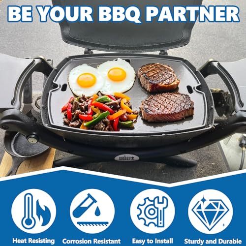 Safbbcue 7582 17" Cast Iron Cooking Griddle for Weber Q1000 Q1200 Q1400 Q100 Q120 Q140 Series GS4 Grills, Griddle Plate for Weber 50060001 50060301 386001 386002 Grill, Replaces Grate #7644#65810 - Image 3