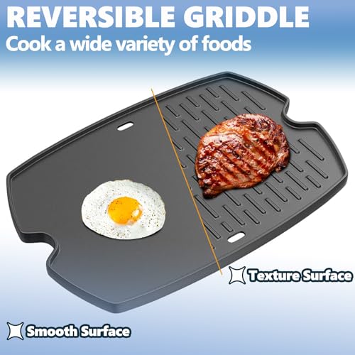 Safbbcue 7582 17" Cast Iron Cooking Griddle for Weber Q1000 Q1200 Q1400 Q100 Q120 Q140 Series GS4 Grills, Griddle Plate for Weber 50060001 50060301 386001 386002 Grill, Replaces Grate #7644#65810 - Image 4