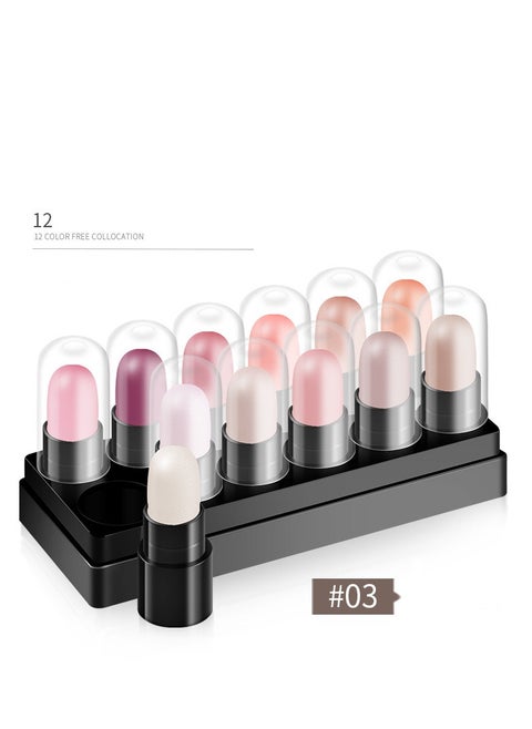 12 Colors Glitter Gradient Eyeshadow 03 Pencil Set Long Lasting Shimmer Waterproof Non-Smudge Eyeshadow Pencil Set DNM Set