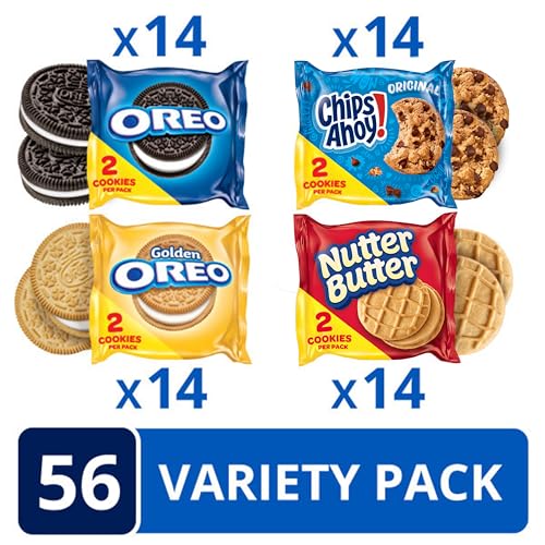 Nabisco OREO Original, OREO Golden, CHIPS AHOY! & Nutter Butter Cookie Snacks Variety Pack, Christmas Cookies Stocking Stuffers, 56 Snack Packs (2 Cookies Per Pack) - Image 2