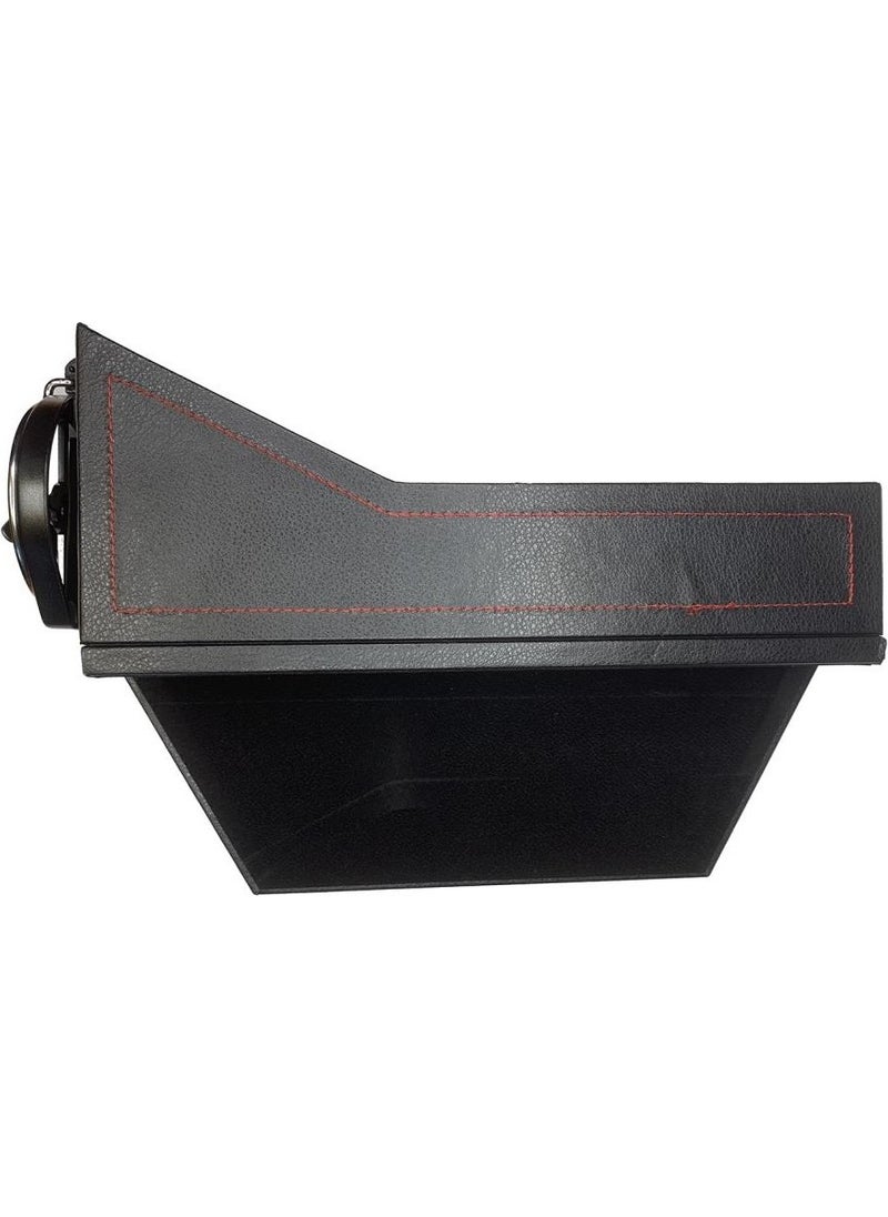 Techmaster Leather Covered Driver Seat Side Organizer Cup Holder for Vehicle Black  - Image 1