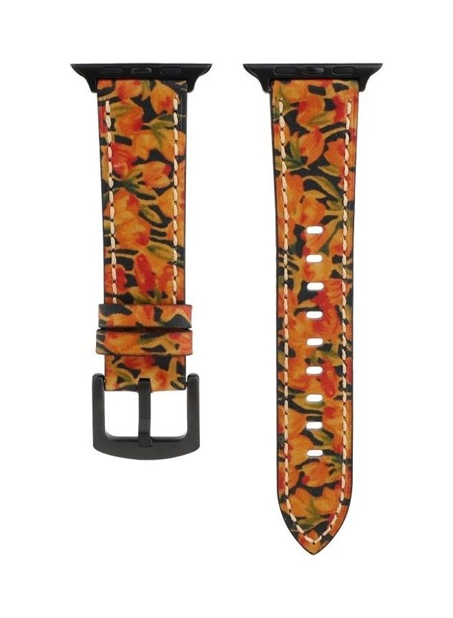 NIBEMINENT Retro Head-Layer Cowhide Genuine Leather Watchband For Apple Watch Series 7/6/5/4/3/2/1/SE 45/44/42mm Orange - Image 2