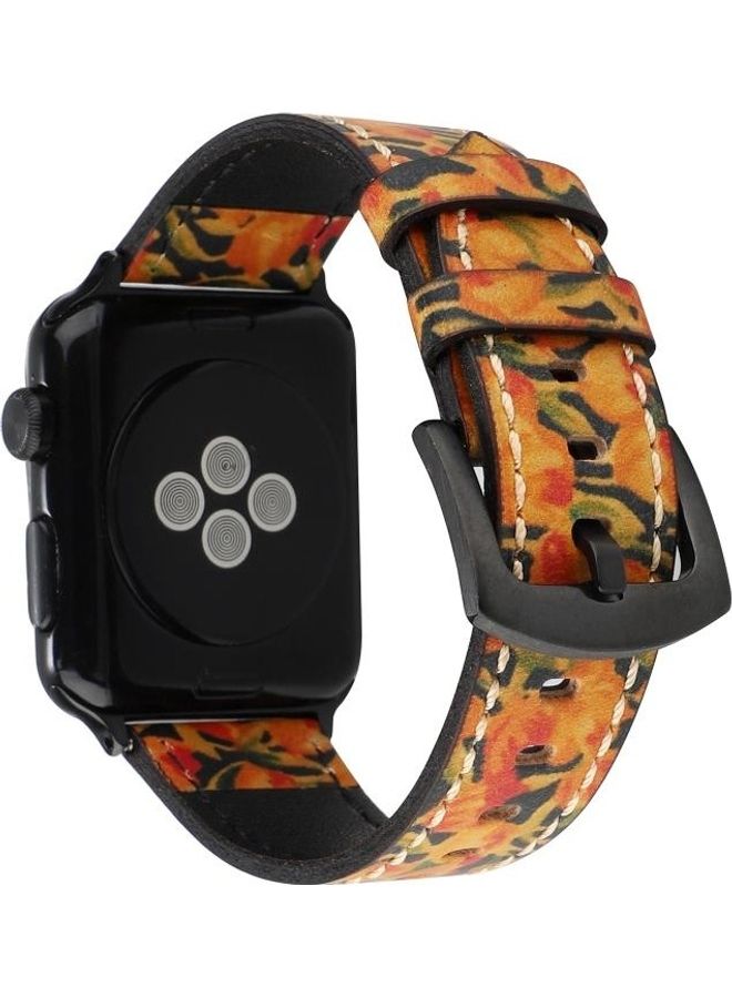 NIBEMINENT Retro Head-Layer Cowhide Genuine Leather Watchband For Apple Watch Series 7/6/5/4/3/2/1/SE 45/44/42mm Orange - Image 3