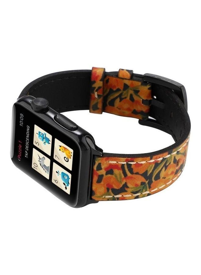 NIBEMINENT Retro Head-Layer Cowhide Genuine Leather Watchband For Apple Watch Series 7/6/5/4/3/2/1/SE 45/44/42mm Orange - Image 4