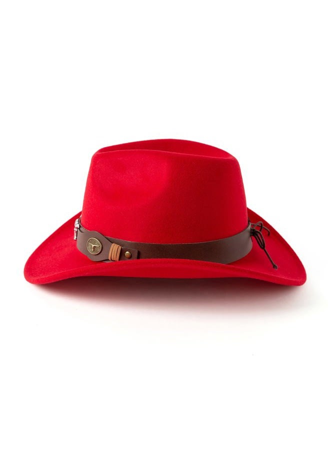Gossifan Classic Womens Western Cowboy Cowgirl Hats with Wide Belt, Red, M - Image 3