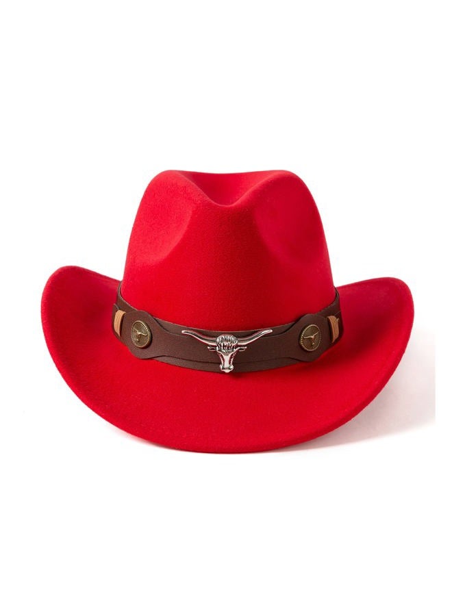 Gossifan Classic Womens Western Cowboy Cowgirl Hats with Wide Belt, Red, M - Image 1