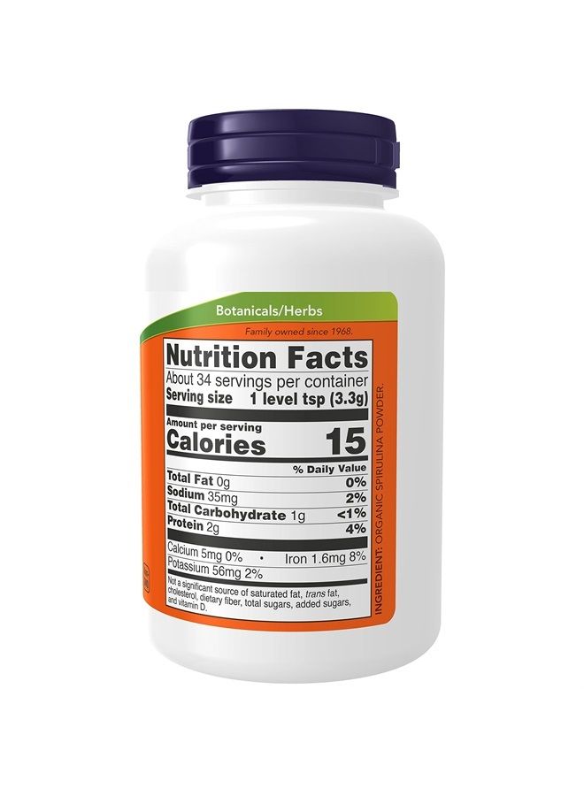 now Supplements, Certified Organic, Spirulina Powder, Rich in Beta-Carotene (Vitamin A) and B-12 with naturally occurring GLA & Chlorophyll, 4-Ounce - Image 2