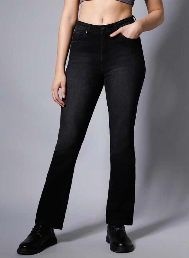 هاي ستار جينز مطاطي بخصر عالي وقصة بوت كت - Image 1