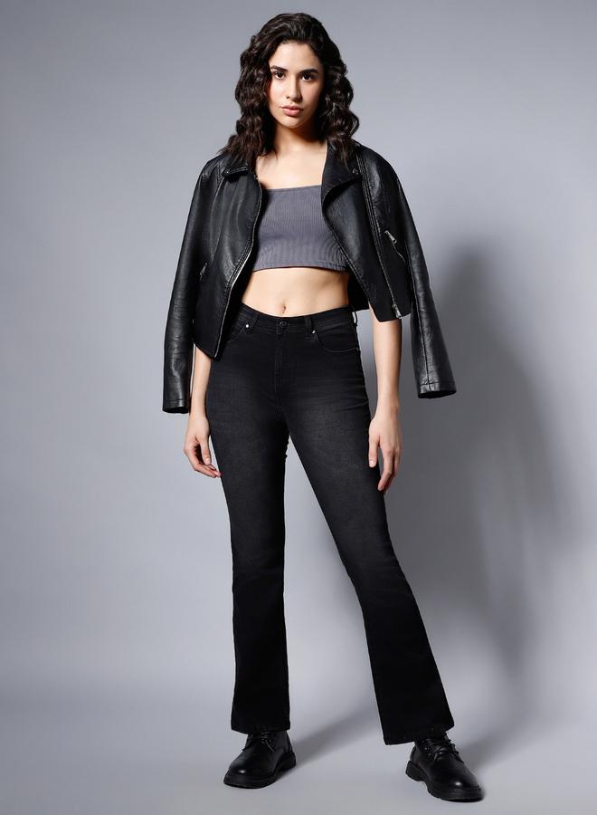 هاي ستار جينز مطاطي بخصر عالي وقصة بوت كت - Image 3