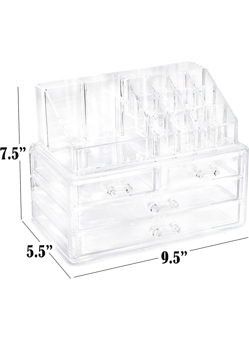 Clear Cosmetic Storage Organizer - Easily Organize Your Cosmetics, Jewelry and Hair Accessories. Looks Elegant Sitting on Your Vanity, Bathroom Counter or Dresser. Clear Design for Easy Visibility. - Image 2