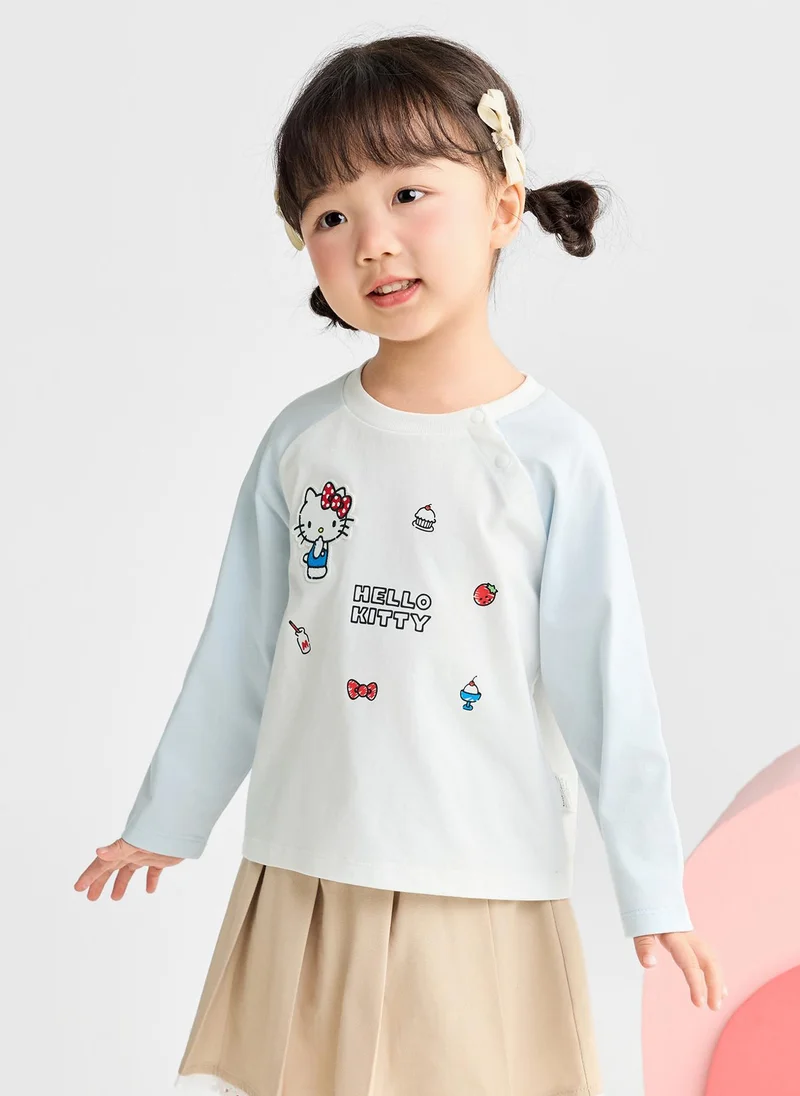 Balabala Girl Toddler Round v-neck long-sleeved T-shirt