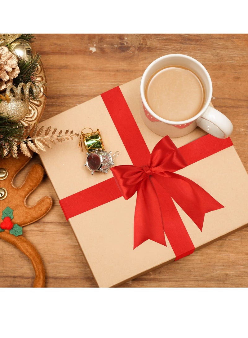 KASTWAVE 3 Rolls Wide Satin Ribbon Double Face Polyester Satin Ribbon Wide Solid Satin Ribbon for DIY Bows Decoration Wedding School Start Wreath Crafts Making (Red, Green, Gold, 1.6 Inch) - Image 4