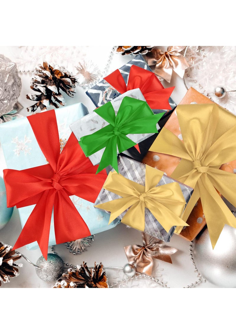 KASTWAVE 3 Rolls Wide Satin Ribbon Double Face Polyester Satin Ribbon Wide Solid Satin Ribbon for DIY Bows Decoration Wedding School Start Wreath Crafts Making (Red, Green, Gold, 1.6 Inch) - Image 5