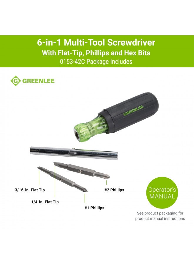 Greenlee أداة متعددة الاستخدامات 6 في 1 من جرينلي 0153-42C مع رأس مسطح، ورأس فيليبس، ورؤوس سداسية - Image 2