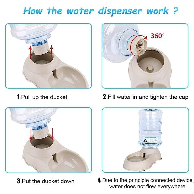 PRAYTEX Automatic Pet Or Food Water Dispenser for Dog Cat Self-Dispensing Feeding for Small Pets Bowl Dispenser (Pet Water Bottle) Rubber, ?16L x 11W x 9H Centimeters - Image 2
