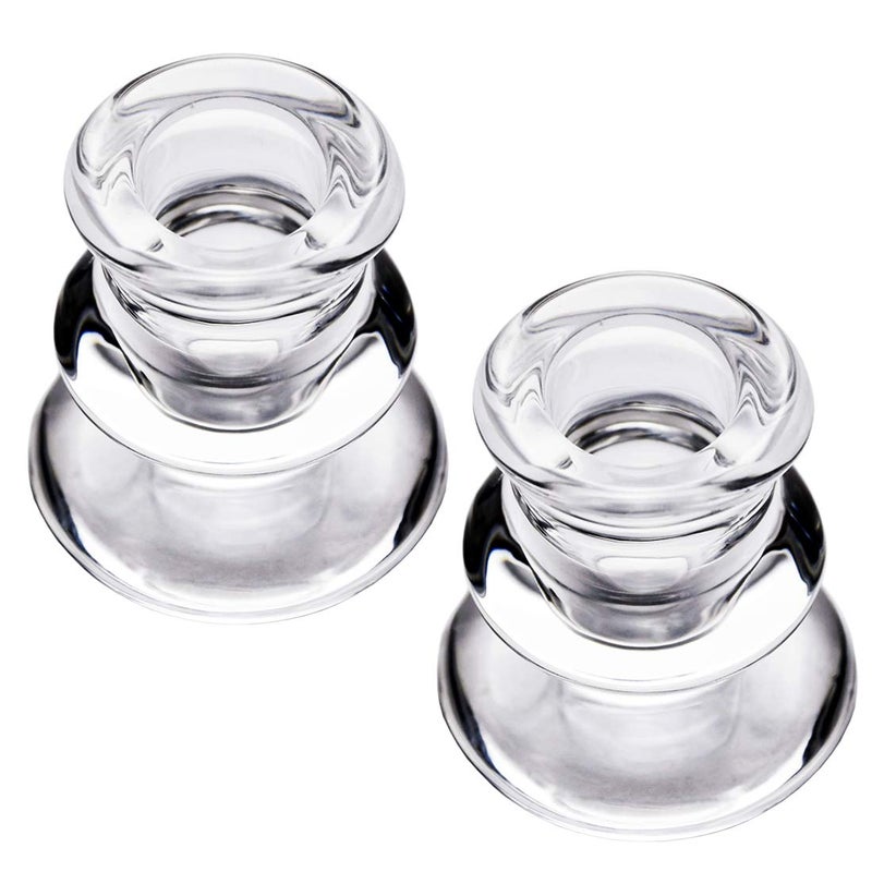 DEYBBY Clear Glass Candlestick Holders, Set of 2 Taper Candle Holders for Wedding, Decoration and Dinning - Image 1
