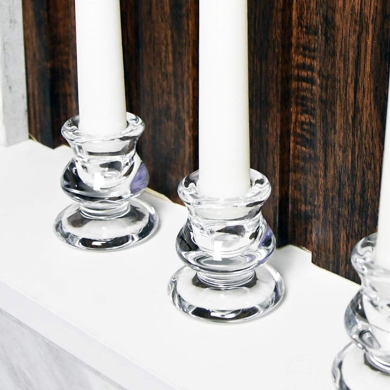 DEYBBY Clear Glass Candlestick Holders, Set of 2 Taper Candle Holders for Wedding, Decoration and Dinning - Image 2