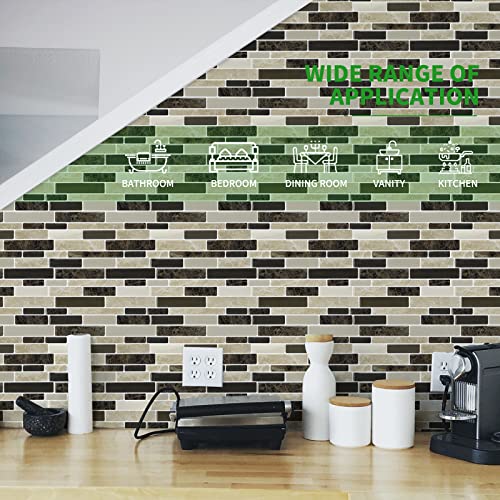 LONGKING 10-Sheet Brown Peel and Stick Backsplash Tile for Kitchen, Vinyl Stick on Tile Stickers for Wall, Kitchen, Bathroom, Counter Top - Image 3