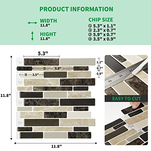 LONGKING 10-Sheet Brown Peel and Stick Backsplash Tile for Kitchen, Vinyl Stick on Tile Stickers for Wall, Kitchen, Bathroom, Counter Top - Image 4