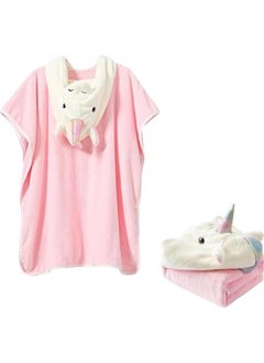 HOOKOR Unicorn Hooded Beach Towel Poncho for Kids 0 to 6 Years Boys Girls Bath Robe Swimsuit Cover UP for Beach Pool Bath Towel Wrap Newborn Shower Gifts (Pink)  - Image 1