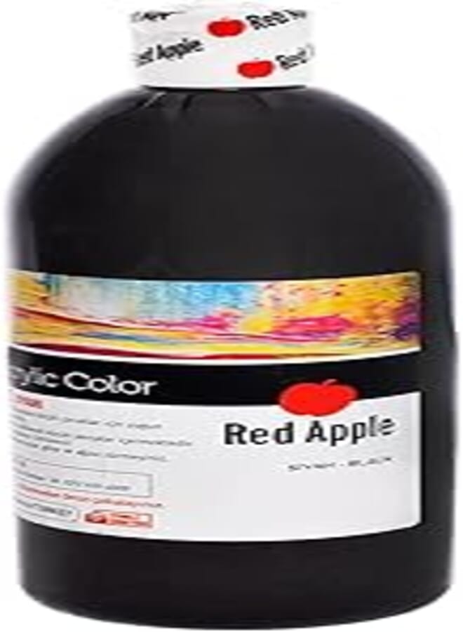 Red Apple RA150-16 High Quality Acrylic Color500ml For Professional Craft Paint, Art,Artists Beginners,Rocks, Wood,Fabric -Black