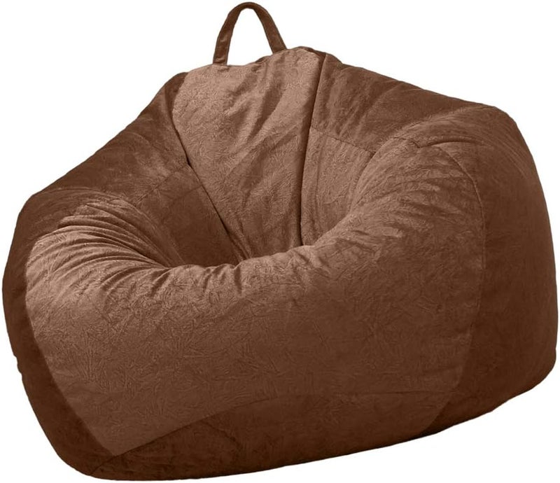 klarako Lounger Chairs Sofa Cover Velvet Bean Bag Cover with Handle Inner Pockets - Brown_3 - Image 2