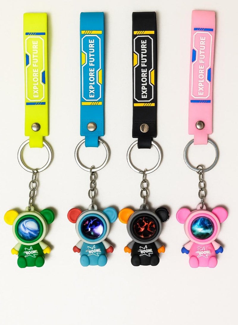 سلسلة مفاتيح رجل الفضاء ، لطيف سيليكون الإبداعية الكرتون 3D رائد فضاء قلادة الفضاء الخارجي الظهر سحر حلقة مفتاح السيارة