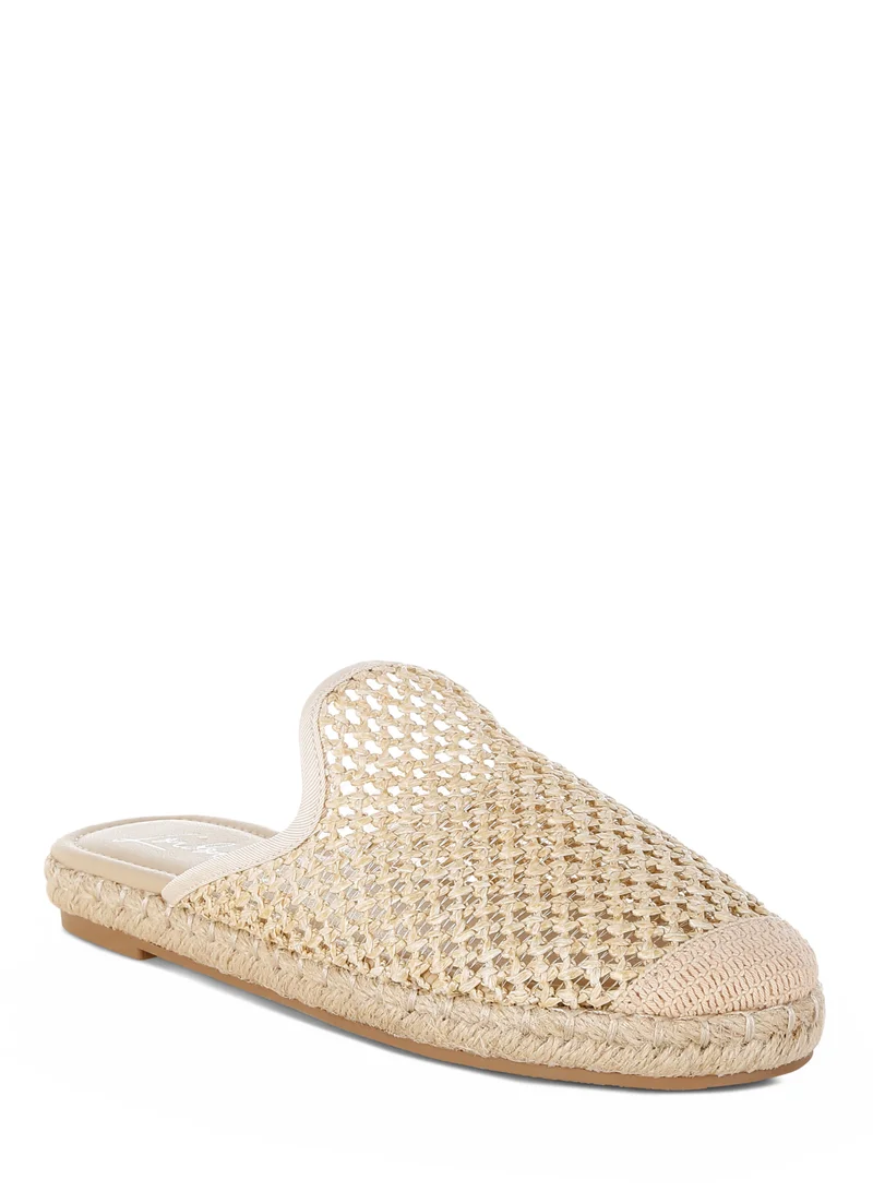 London Rag Raffia Espadrilles Mules in Beige