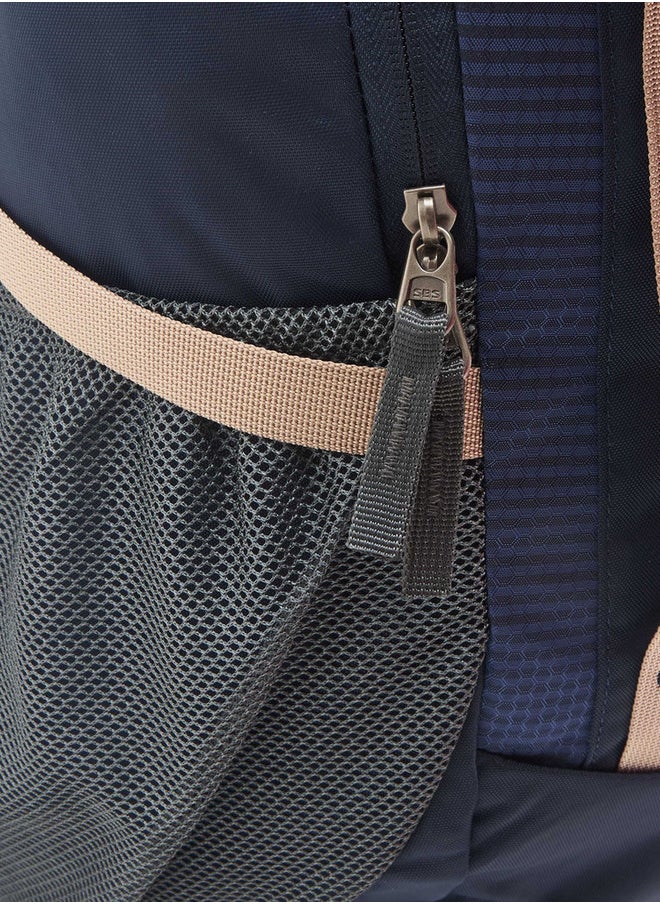 Men's Logo Print Backpack with Zip Closure and Adjustable Strap - 34x54x16 cm