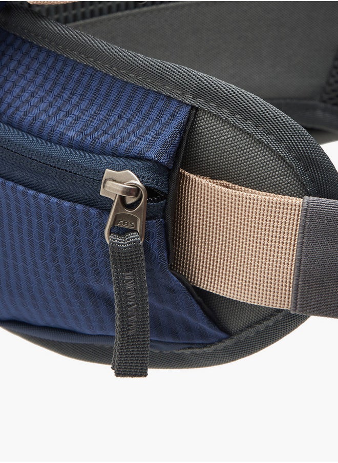 Men's Logo Print Backpack with Zip Closure and Adjustable Strap - 34x54x16 cm