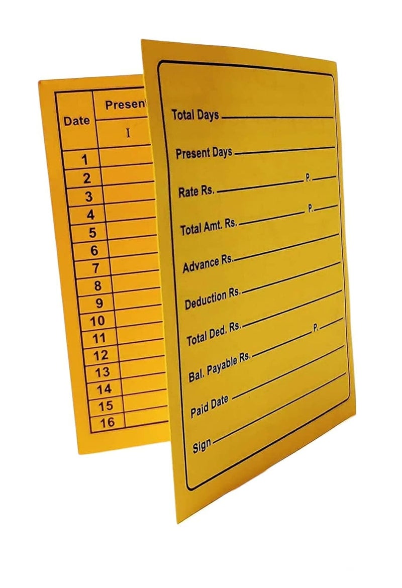 JSMSH Daily Attendance Report for Daily Payroll WagesAttendance Card for Monthly Attendance and Calculation of WagesMix Color Attendance Report Medium Pack of 50 - Image 2
