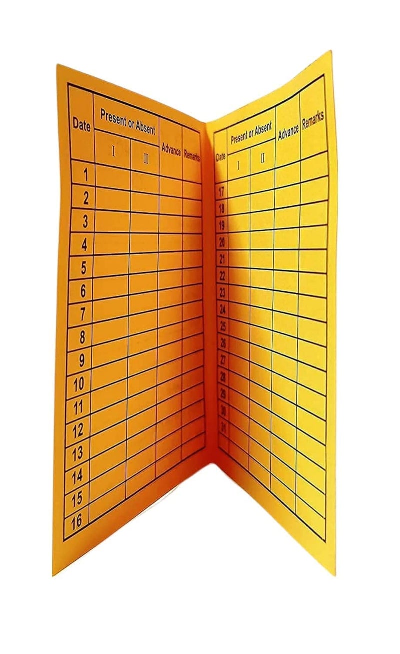 JSMSH Daily Attendance Report for Daily Payroll WagesAttendance Card for Monthly Attendance and Calculation of WagesMix Color Attendance Report Medium Pack of 50 - Image 5