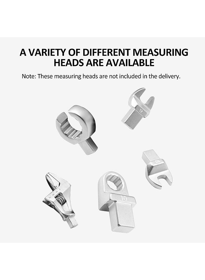 EWM-R-100 1/2'' Drive Mini Replaceable Head Digital Torque Wrench Handheld Portable Digital Torque Wrench Large Screen with Backlight Sound LED Alarm Real-time Peak Preset Mode