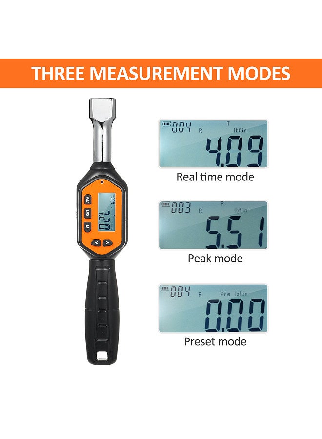 EWM-R-100 1/2'' Drive Mini Replaceable Head Digital Torque Wrench Handheld Portable Digital Torque Wrench Large Screen with Backlight Sound LED Alarm Real-time Peak Preset Mode