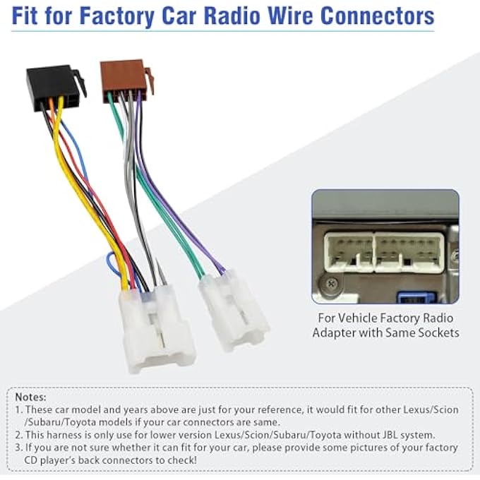 rayihni Iso Wiring Harness Compatible With Toyota Subaru Lexus Scion Car Radio Stereo Wire Harness Adapter Connector Plug - Image 4