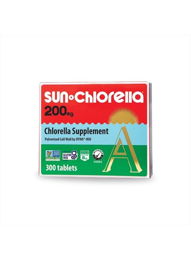 Sun Chlorella مكمل غذائي خارق من الطحالب الخضراء بتركيز 200 ملجم يدعم صحة الجسم بالكامل والدفاع المناعي وصحة الأمعاء والطاقة الطبيعية - الكلوروفيل وفيتامين ب12 والحديد والبروتين - خالٍ من الكائنات المعدلة وراثيًا - 300 قرص - Image 1
