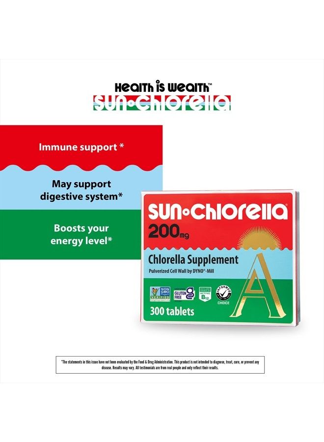 Sun Chlorella مكمل غذائي خارق من الطحالب الخضراء بتركيز 200 ملجم يدعم صحة الجسم بالكامل والدفاع المناعي وصحة الأمعاء والطاقة الطبيعية - الكلوروفيل وفيتامين ب12 والحديد والبروتين - خالٍ من الكائنات المعدلة وراثيًا - 300 قرص - Image 3