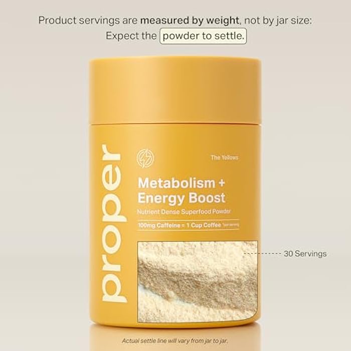 Proper, The Yellows Metabolism and Energy Boost, Sugar Free Energy Drink Powder with 100mg Caffeine. 30 Servings, Pineapple Mango Drink Mix for Men and Women - Image 2