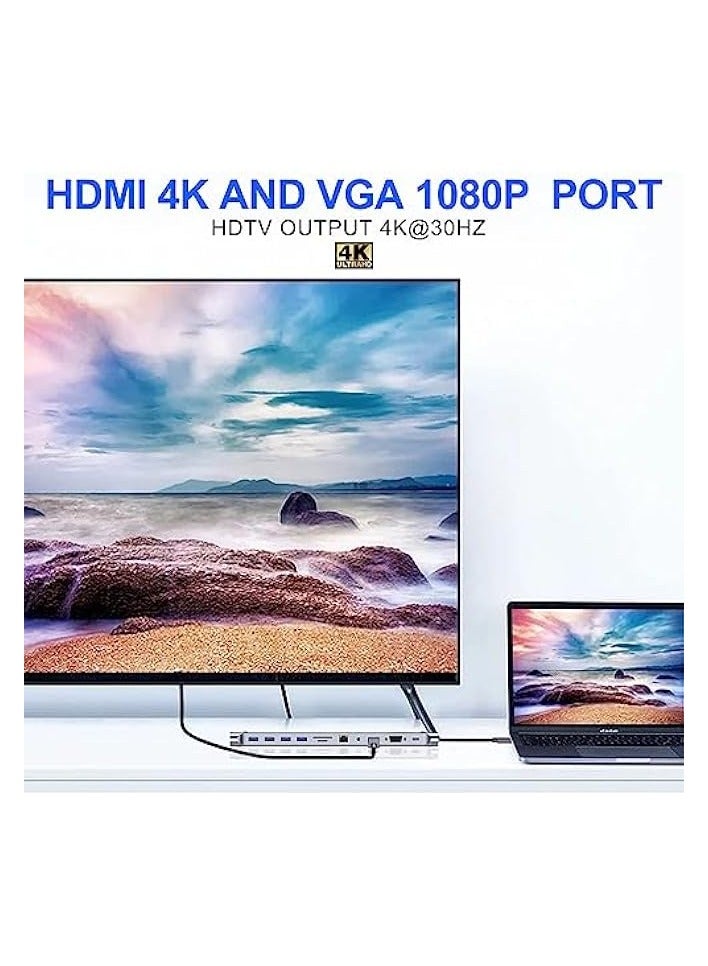 Green Tiger Laptop 11 in 1 USB C Docking Station, USB Type C to 4K 30Hz HDMI+VGA, SD/TF card reader, 5Gbps transfer speed, RJ45, 4 USB3.0, Adapter for MacBook, Mac Pro, Mac Mini, iMac - Image 5