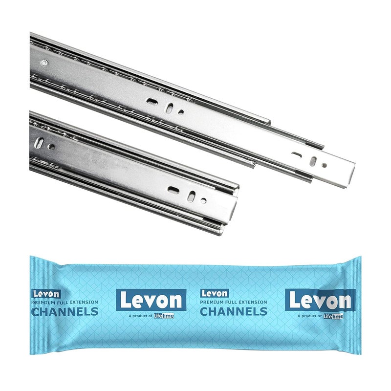 LEVON 14-Inch Telescopic Drawer Channels | Heavy Duty Ball Bearing Slides for Smooth Drawer Movement | Steel Construction | Rust-Resistant & Durable - Image 1