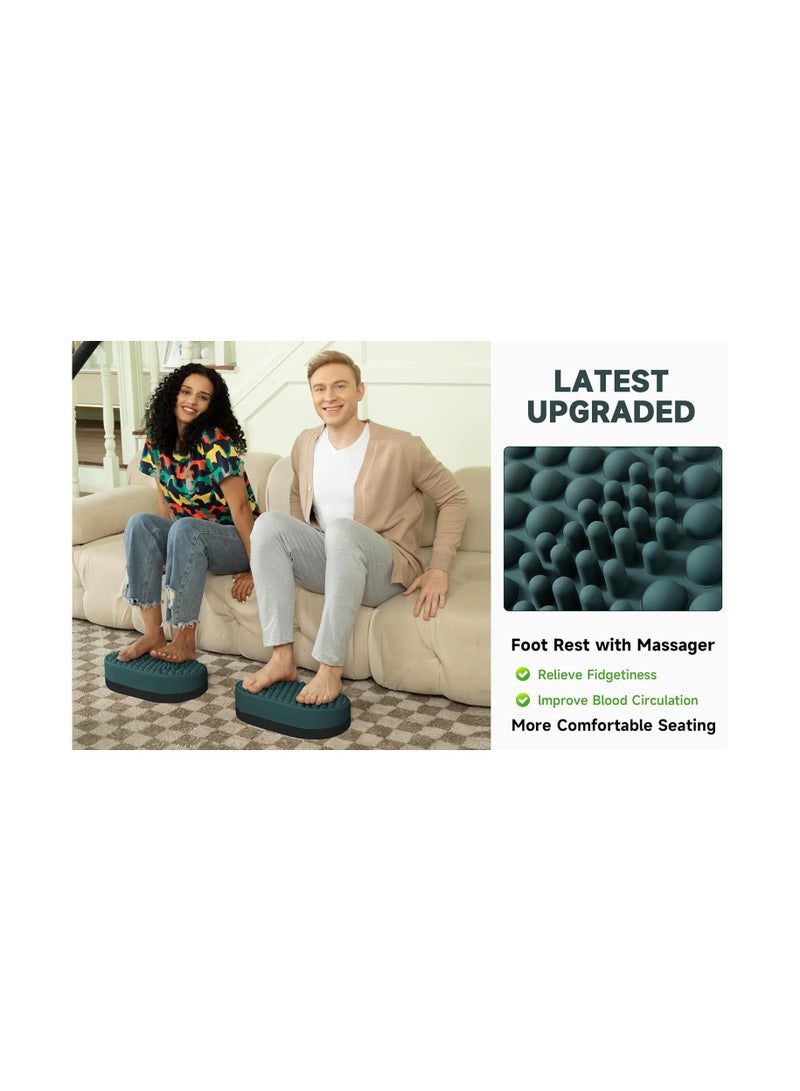 Foot Rest for Under Desk at Work, Home Office Foot Stool, Ottoman Foot Massager for Plantar Fasciitis Relief, Soft Silicone Footrests, Anti-Fatigue Fidget Toy (Green)